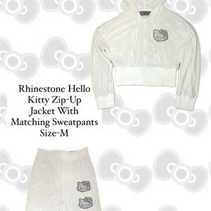 Forever 21 Rhinestone Hello
Kitty Zip-Up
Jacket With
Matching Sweatpants